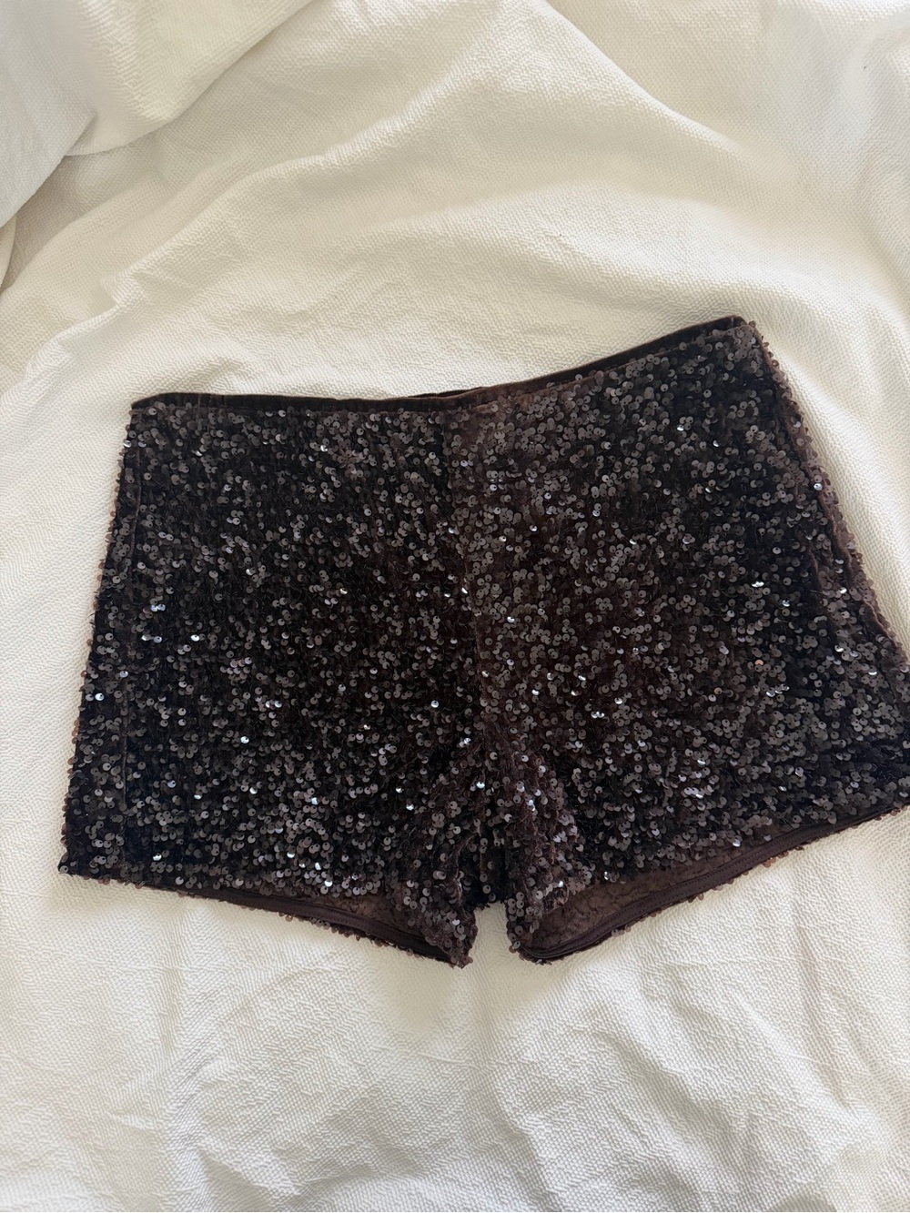 Brown Sequin Party Shorts